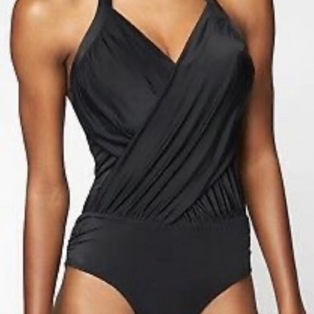 Athleta Wrap One Piece Swimsuit in Black 40D/DD NWT